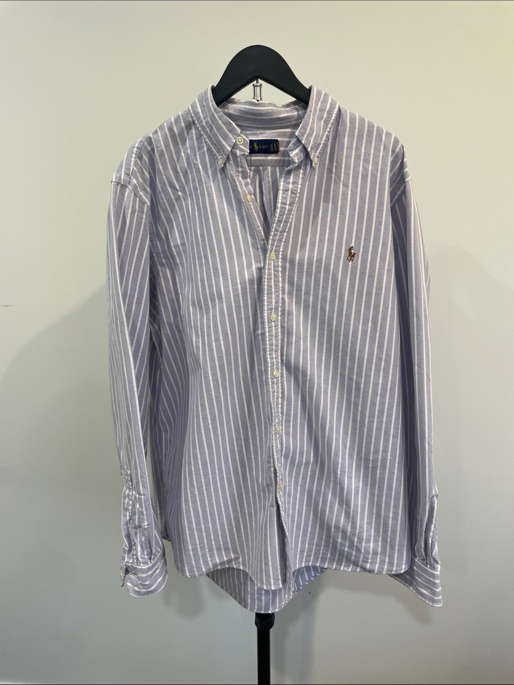Ralph Lauren Lavender and White Striped Button-Down Shirt